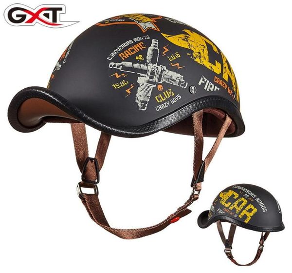 Capacetes de motocicleta gxt capacete vintage retro half motocross capacete aberto face casco moto moto racing riding5206011