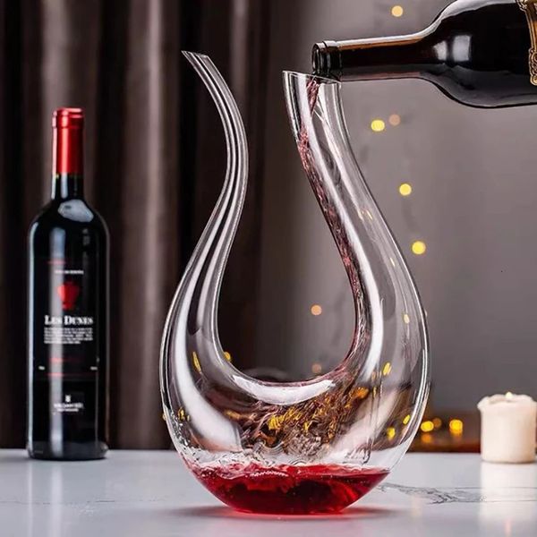 Crystal Ushaped Wine Decanter Gift Box Swan Creative Separator 240409