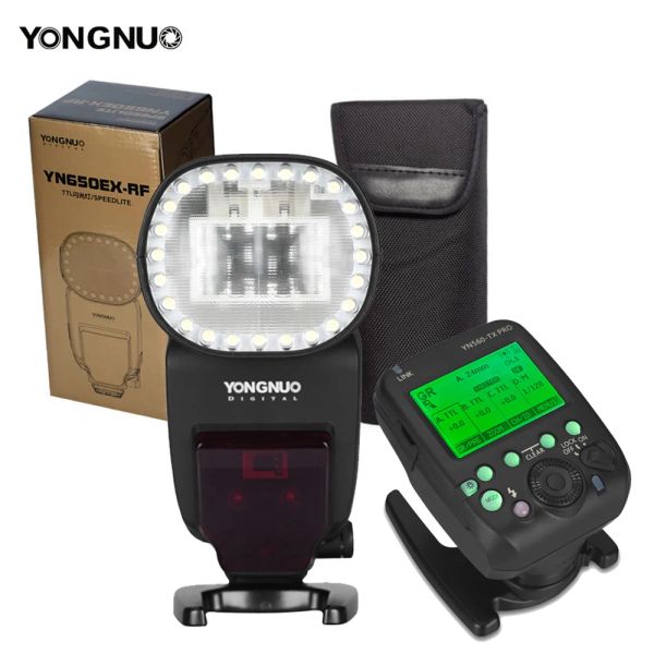 Mount Yongnuo YN650ExRF TTL HSS ROUND CEDLITE GN60 2,4 g drahtloser Kamera Blitz mit LED -Modellierungslampe für Canon DSLR