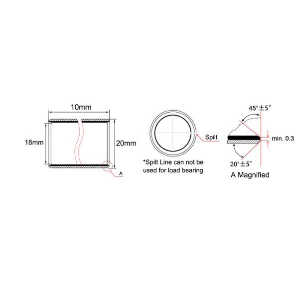 Uxcell 1-10pcs i.d.18/20/22/25mm auto lubriturante cuscinetto a manicotto composito Accessori a bordo liscio avvolto oilless