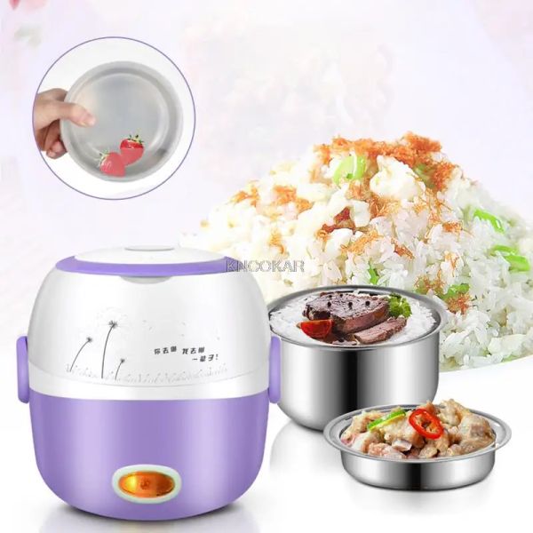 Mini fogão de arroz aquecimento térmico aquecimento elétrico lancheira elétrica alimento portátil a vapor de cozinha recipiente de refeição para lancheira mais quente recipiente de alimentos