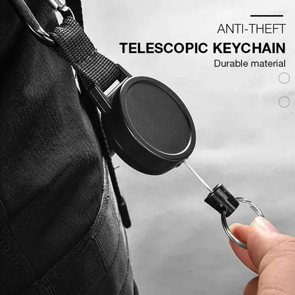 Kancalar hırsızlık önleyici anahtarlık geri çekilebilir kanca hırsız zinciri anahtar tutucu taktik yüzük aksesuarları 60cm