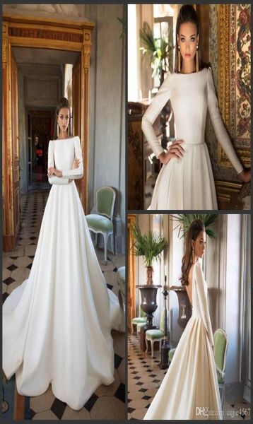 2018 Nuovi abiti da sposa Milla Nova A Linea Spazzatura in rangamento Abito da sposa a manica lunga a manica lunga abito da sposa inverno BATEAU PL1235625