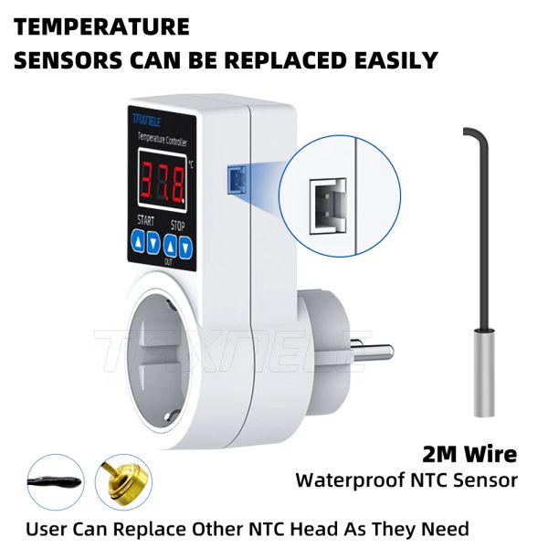 Termostato di socket Digital Temperature Controller Socket Outlet 110V 220 V NTC Sensore Sonde di riscaldamento Raccolgo di riscaldamento US US US Plug