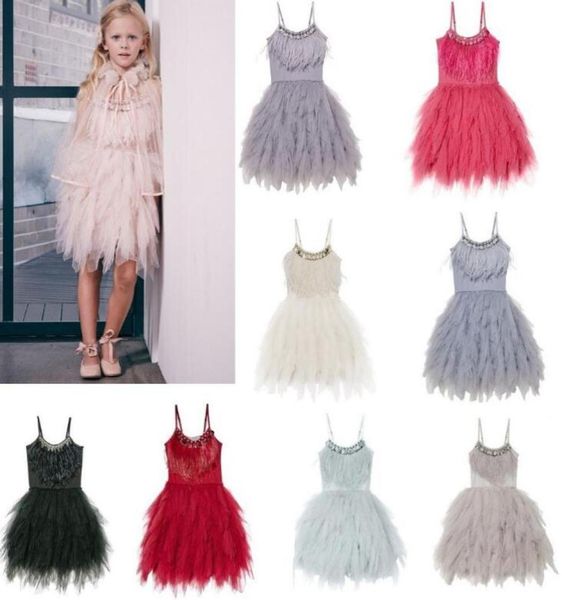 Little Girl Swan Prinzessin Feather Fransen Tutu Kleider Festzug Party Hochzeitstanz formeller Geburtstag Kurzstufte Kleid 5599958