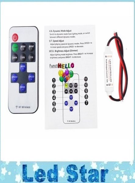 Dimmer delicato Dimer Dimmer di controllo telecomando a colore singolo DC 12V 11Keys Mini Wireless RF LED Controller LED per Strip LED Light3117133