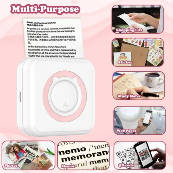 Mini impressora de 57 mm de papel térmico cor de papel fotográfico infantil