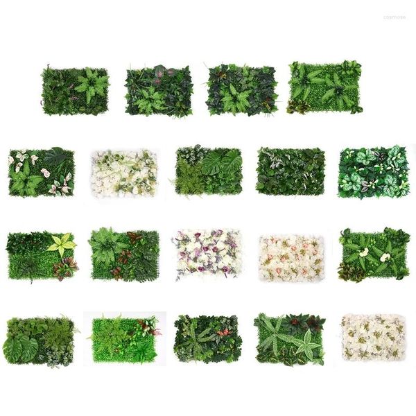 Fiori decorativi 60x40 cm Simulazione di piante verdi Piante a parete artificiale Sfondo da fondo per la decorazione da esterno per giardino domestico