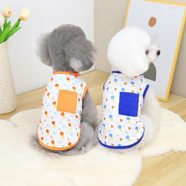 Собачья одежда Pet Summer Cat Fashion Casual Comenge Starry Pocket футболка для футболки маленькая средняя плюшевая одежда украшения аксессуары