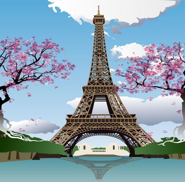 Eiffel Tower Paris Flores Trees Vinil Pogra Castas de Cenas Blue Cleds Pooth Planta Fundos para Crianças Estúdio Props25205554