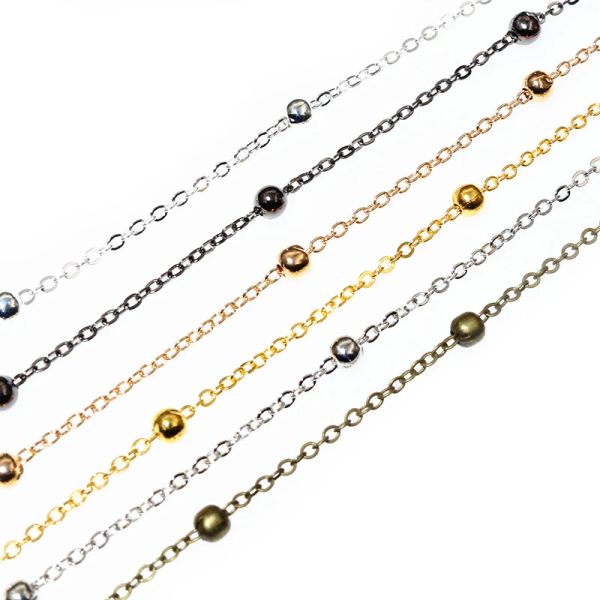 5 metri/lotto da 3,5 mm Catene a sfere in bronzo in oro in argento Colora fatta a mano Bracciale Bracciale Bracciale Bracciali per la creazione di reperti Accessori