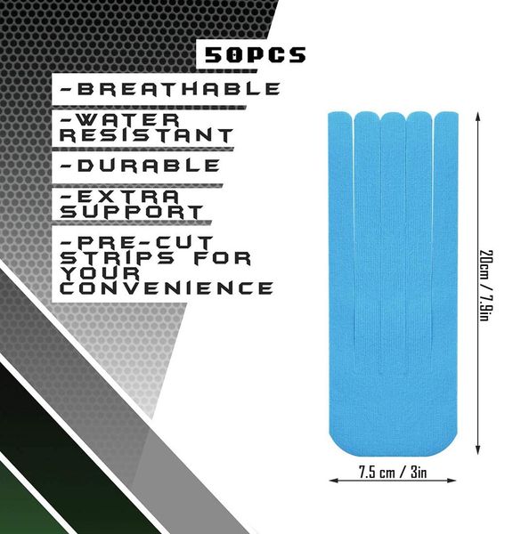 50 pezzi di tappeti di kinesiologia pre-taglio tappeti sportivi di pretagetto per le articolazioni dei muscoli 7,5 x 20 cm x/y/m strisce di pattern