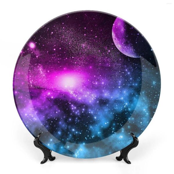Estatuetas decorativas Galáxia Cerâmica Spirae Spiral no espaço sideral Andrômeda Nebula Print Ornament Display Plate Decor Acessório