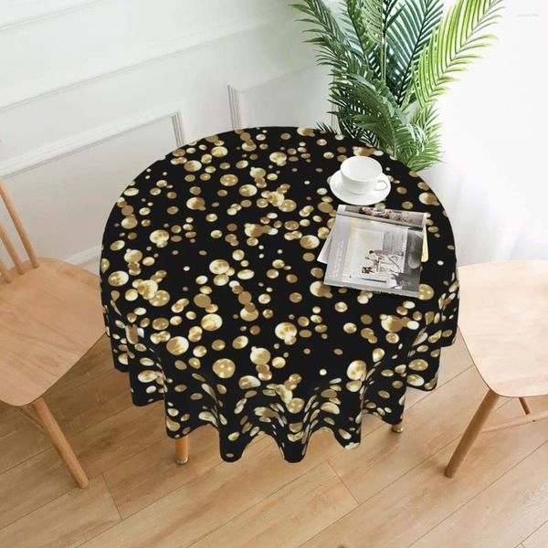 Tischtuch Gold Dot Tischdecke Retro Print Outdoor Round Cover Mode Custom für Events Weihnachtsfeier