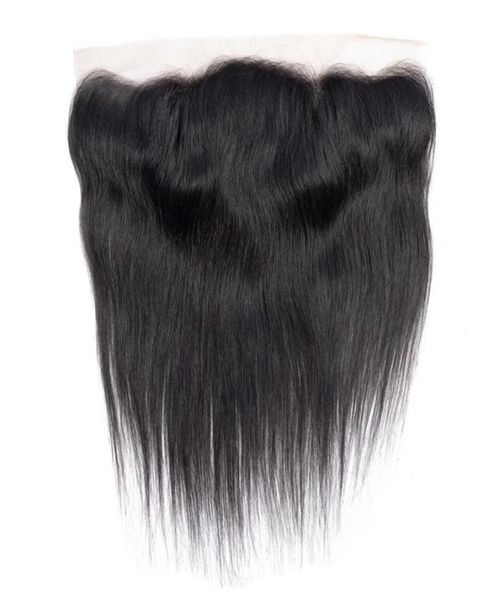 Top Brazilian Virgin Human Hair Weave Straight 13x4 Spitze Frontales Verschluss Ohr zu Ohr für unverarbeitete seidige, gerade Haarverlängerungen Fr1057654