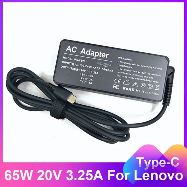 Adapter 20V 3.25A 65W USB Typec AC Laptop Power Adapter Ladegerät für Lenovo ThinkPad X1 Carbon Yoga x270 x280 T580 P51 P52S E480 E470 S2