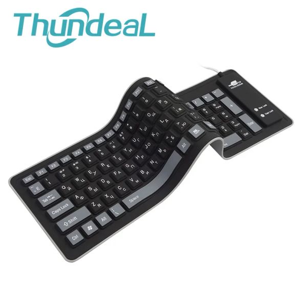 Tastaturen 103 Taste Russische Tastaturbuchstaben Silicon Layout USB 2.0 Schnittstelle Russische Tastatur Weiche und langlebige Tastatur PC Desktop -Laptop