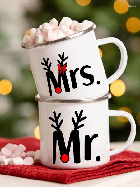 Tazze Mr e Mrs smalto caffè per matrimoni per la festa della birra bevanda tazze d'acqua creativa per la colazione dessert tazza da sposa da sposa tazza