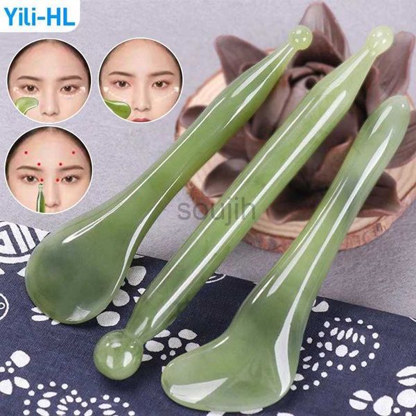 Massageador de rosto massageador de massager natural jade stone gua sha elevador facial raspando massagem de ponto de acupup