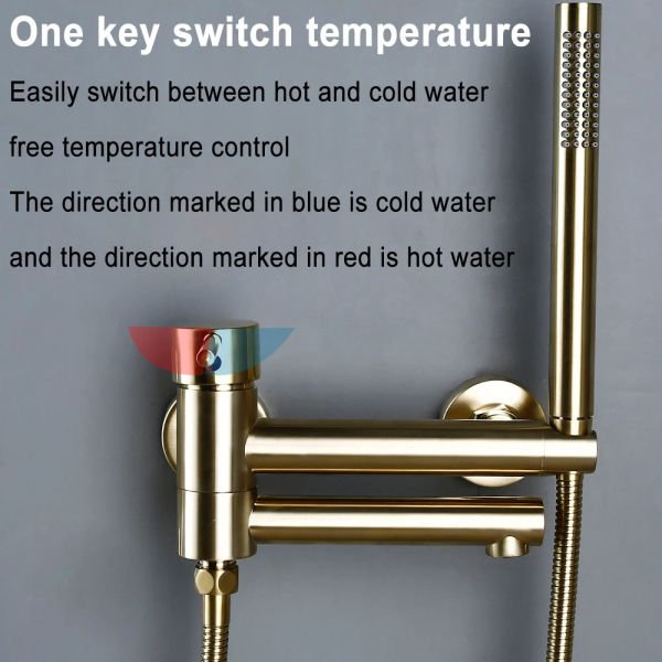 Bagnolux Porta singola Controllo Dual Controllo Montaggio Montato Brass Brass Brass Brass Balto e Cold Hot Tob Discia set da doccia da doccia per vasca da bagno