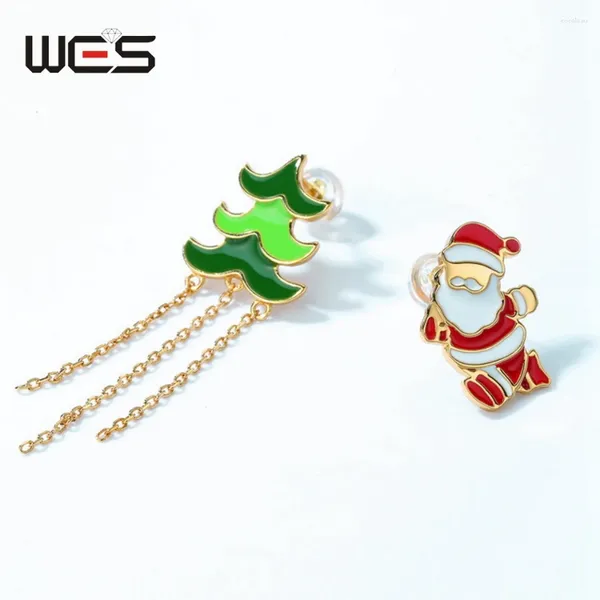 Gestüt Ohrringe Wes 925 Sterling Silber Santa Claus Gold Plated Schmuck für Frauen Weihnachtsfeier Geschenke Trendy Engagement Mode