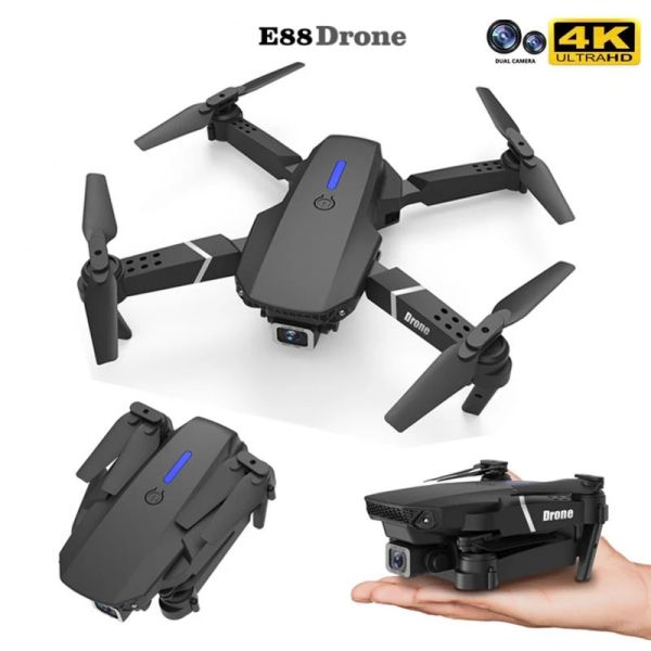 Droni E88 Nuovo mini drone 4K 4K Professional HD Anto angolare Camera 1080P WiFi FPV Drone Dual Camera Fottocopter Elicottero RC giocattolo RC