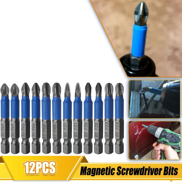 12 pezzi di cacciavite magnetico Impostati anti-slittamento 1/4 esadecimale hex highnes batch gambo batch guscio di impatto elettrico bit del driver di impatto elettrico set parte