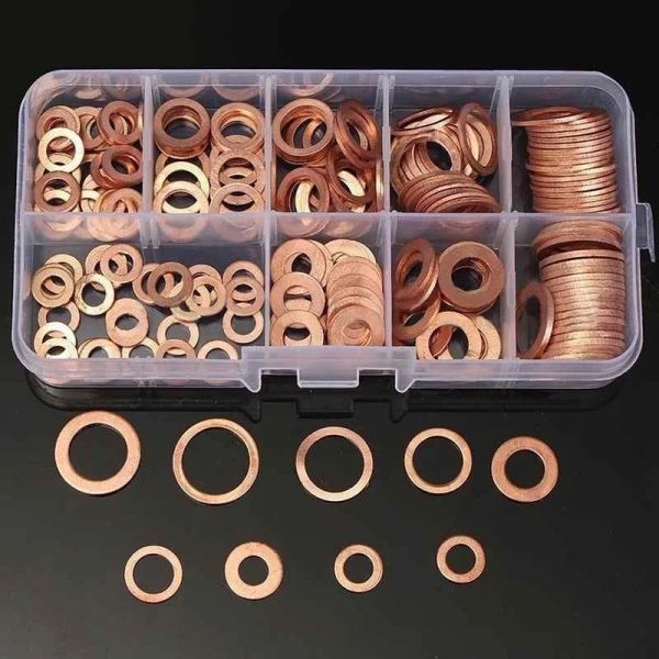 200/100pcs Kupfer Flachwaschanlage O Ringkupferdichtung Dichtung für Sumpfstopfenboot Crush Flat Dichtungsringverschluss Hardware -Werkzeug