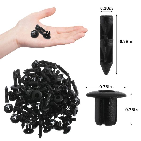 100pcs 6mm plastik perçinler bağlantı elemanları vidalı araba tampon çamurluk siyah perçin araba tutturucu klipsler evrensel araba çamurluk tutan klipsler