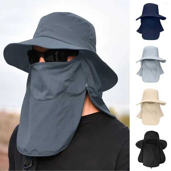 Berretti Cappello da uomo Anti-UV Cappelli di protezione solare di Fisherman da uomo Maschera da pesca estate Maschera a scialle di scialle Visio pieghevole