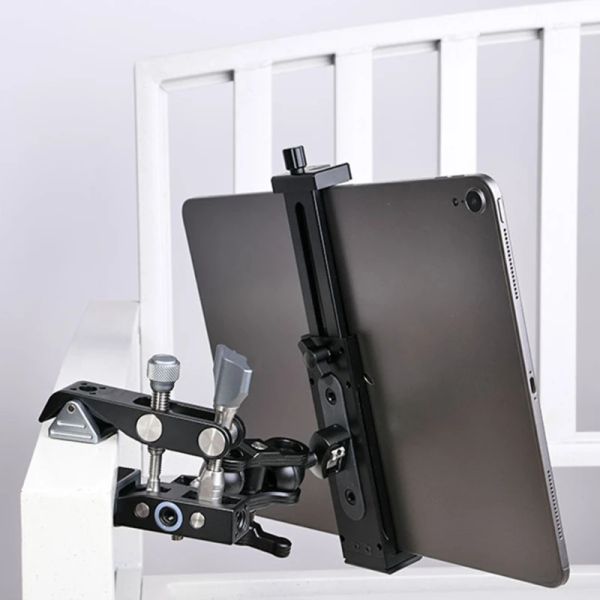 E56B XJ-15 METAL TABLET CLAMP STAND STAND TRIPOD CLIP COM PORTA DE MONTAGEM DE MONTAGEM DO SAPATO FOO