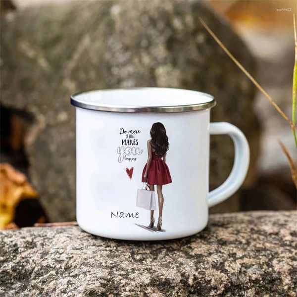 Canecas Cup personalizável para caneca de esmalte de café com seu nome Impresso I Love Shopp