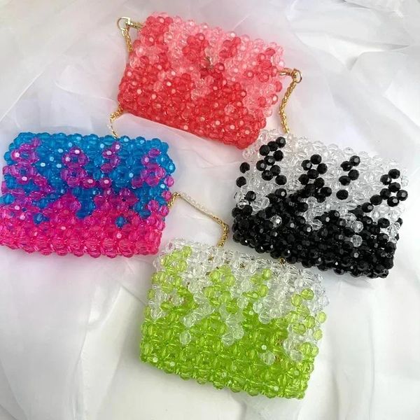 Bolsas de ombro Cartão de moda para mulheres gradiente de gradiente Mini carteira à mão Cristal de acrílico feminino