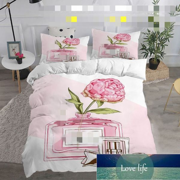 Classic Duvet Cover Fashion Brand Moda Pink Girl Girl de três peças Amazon 3D Printing Factory Supply