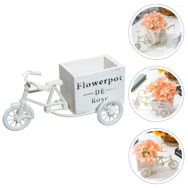 Flores decorativas artesanato de bicicleta stand wlowlows plantas externas cesto floral plantador de madeira de bicicleta de madeira ramos