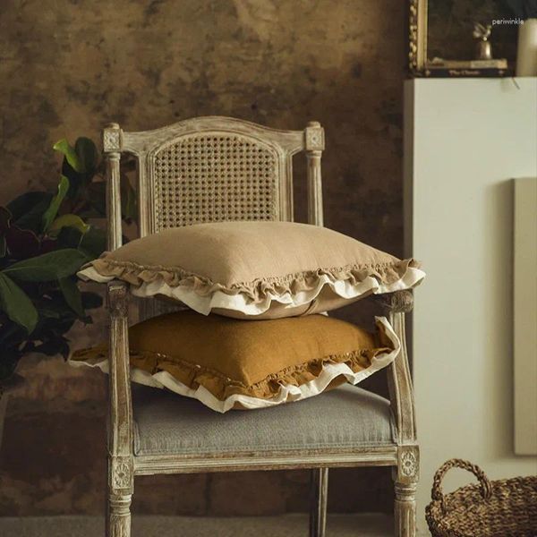 Cuscino Dunxdeco Copertura Case decorativa semplice stile francese Romantico Ramie Ramie Couss Coussin Sedia da letto.