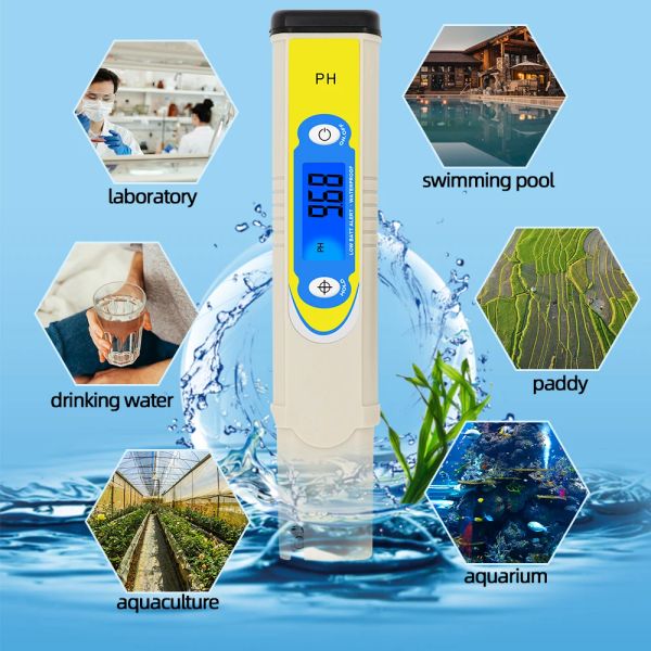 Цифровой LCD PH -метр ручка 0,1 Главная точность ручка качество чистки качества карманного портативного термометра Анализатор воды бассейн