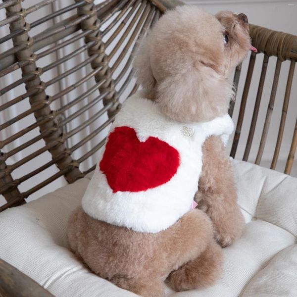 Hundekleidung rotes Herz Plüschweste für Haustiere Kurzjacke Tiermantel Katze und Kleidung Winter