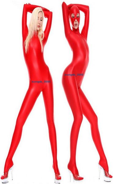 Kırmızı Lycra Spandex Catsuit Kostüm Unisex Kıyafet Seksi Kadınlar Erkekler Bodysuit Kostümleri Açık Gözler ve Ağıznoz Cadılar Bayramı Partisi Fan8519275