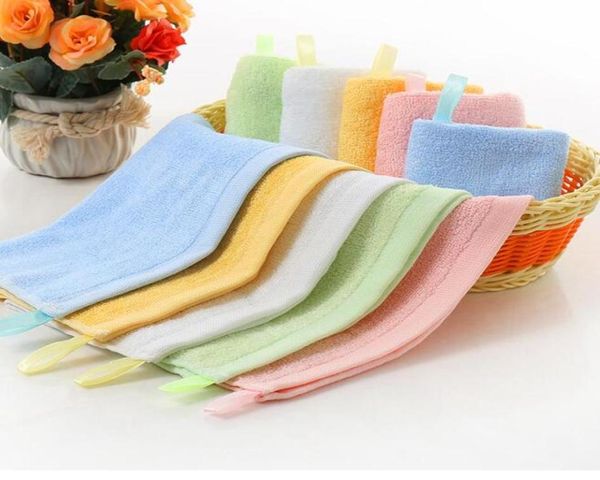 Toalhas de rosto infantil Baby Bamboo Fiber Handkerchief Kids Hook Toalha quadrada Face toalha Limpa de pano sólido Pasta