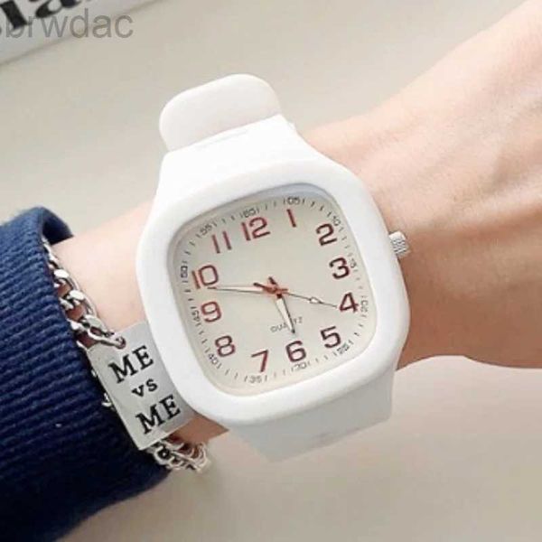 Relógios femininos Novo Cute Pink Square Watch Women Casual Sport Whitewatches Band Silicone Band Wristwatches Ladies Gilrs Students assistir Reloj 240409