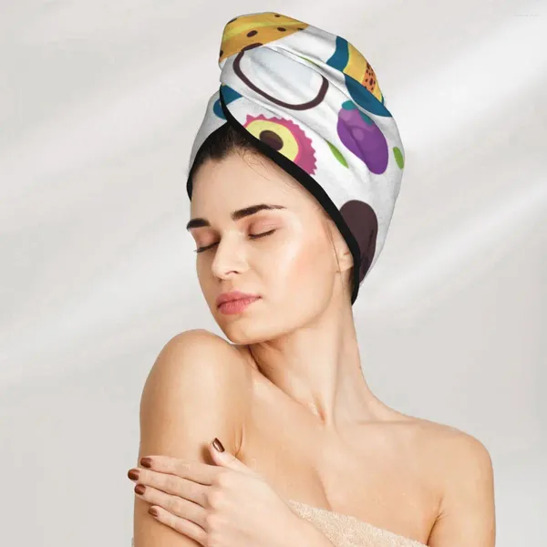 Asciugamano da asciugamano cappello di asciugatura tropicali frutti colorato per bagno microfibertowel turbante