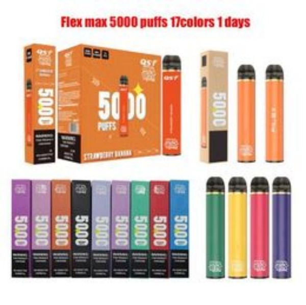 Autêntico Vape Iqte Filex MAX 5000 Pushs 2% 5% Vape Pen E Kits de cigarro de 12 ml Cartucho preenchido com 850mAh Bateria recarregável 17 sabores