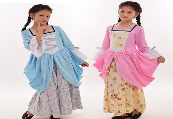 Kinder Mädchen Colonial Prärie Kleid Vintage Child Victorian Princess Cosplay Pioneer Landschaft Nachstellungskostüm Halloween Dress9924856