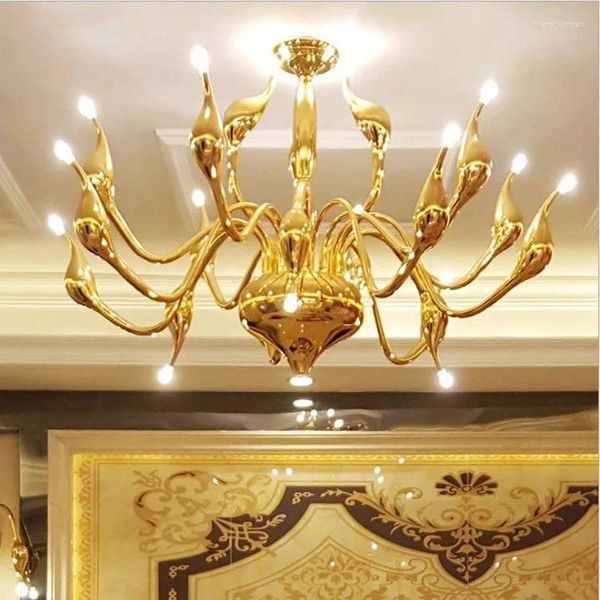 Kronleuchter Wunderschönes Schwan -LED -Schlafzimmer Foyer Villa Anhänger Lichter Glanz Schwarz weiß rotes Gold Hanglampe Home Decor Fixture