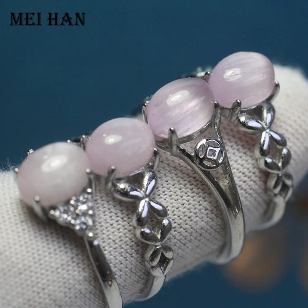 Meihan toptan doğal kunzite mücevher taş oval boncuklar ayarlanabilir halka kadınlar mücevher yapma hediyesi