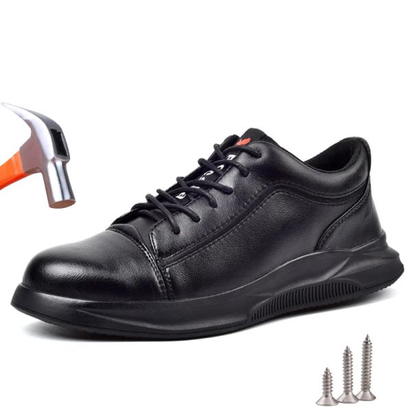 Botas de trabalho sapatos de segurança masculino de aço de dedo do dedo do pé de punção tênis tênis respiráveis masculino à prova d'água Botas de trabalho de proteção negra