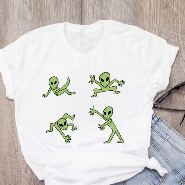 Y2k Женские рубашки инопланетные графические печати Tees Женская блузка каваи