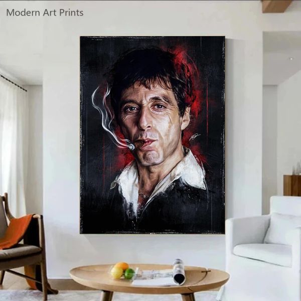 Scarface Gangster Film tela dipinto di Tony Montana Poster e stampe Abstract Figura Figura Arte Wall Art Decor Home Mural