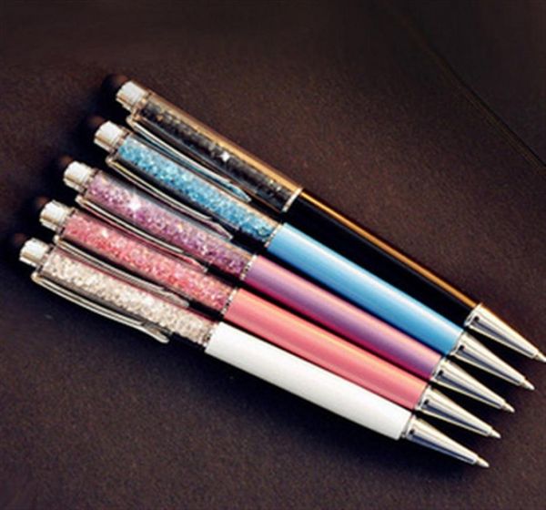 Crystal Pen Diamond Ballpoint Pens Stationery Ballpen Stylus touch Oily Black Refill6445085